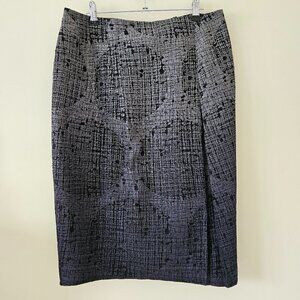 Les Copains Skirt L Knee Length Front Fold Grey Textured Lined Circle Sz EUR 42